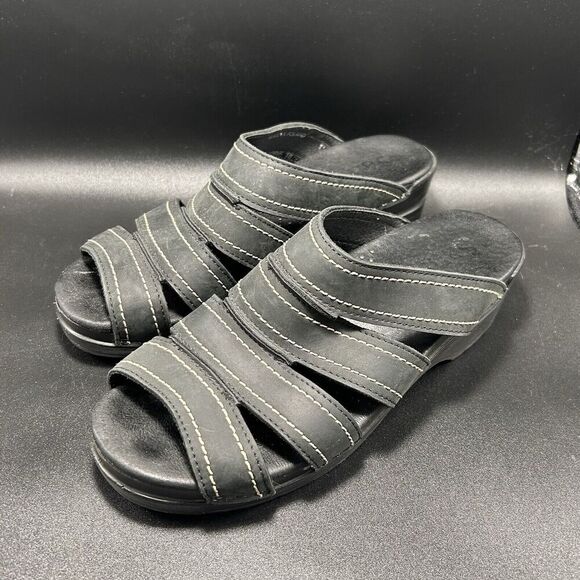 Sanita Clog Sandals Women's 41 Solid Black Slip On Strappy Open Toe - Picture 1 of 7